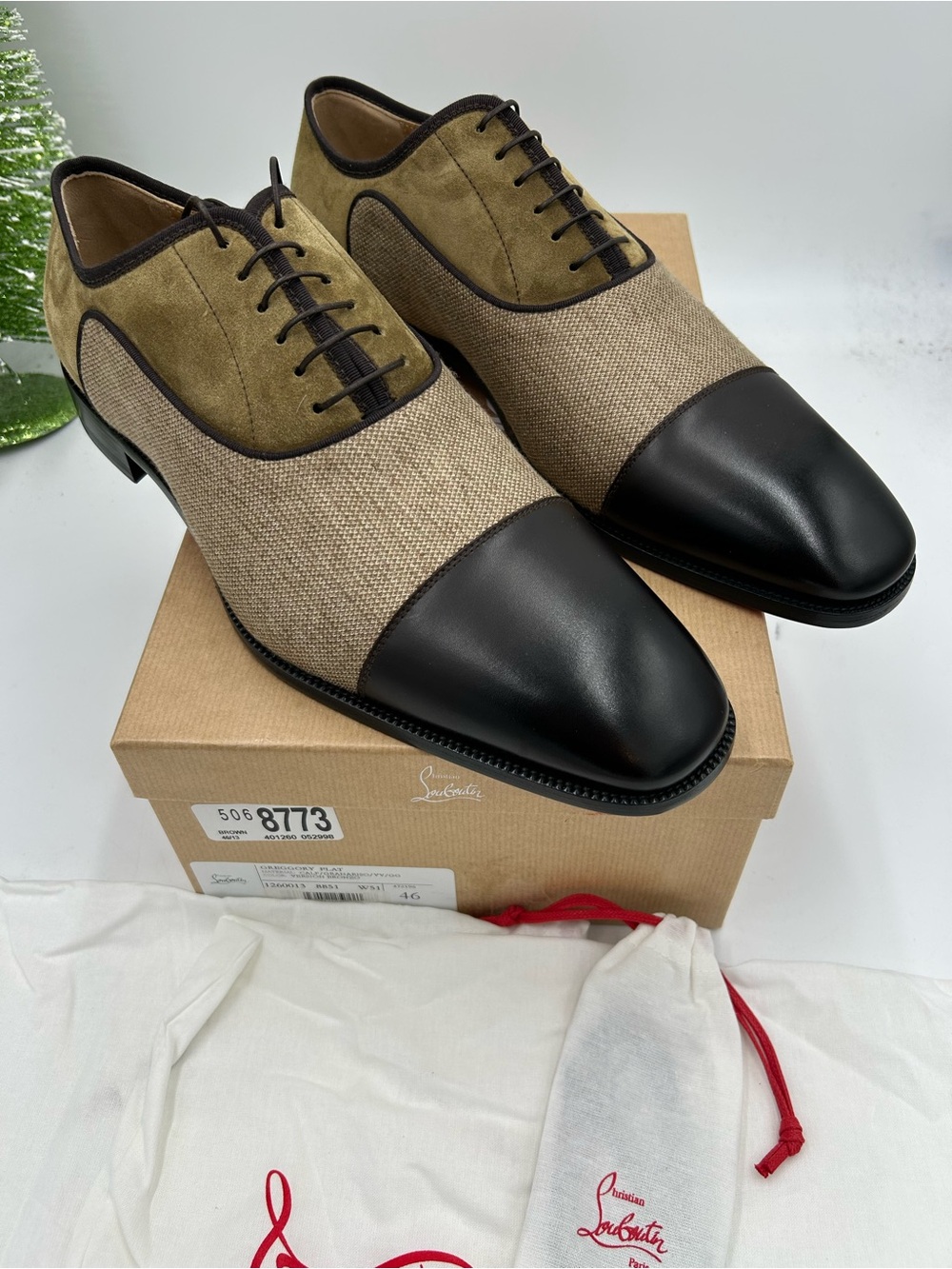 Men's Christian Louboutin Gregory velvet/twill Oxford size 46 made in Italy